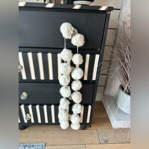 NWT Genuine Rabbit Pom Scarf- Cream